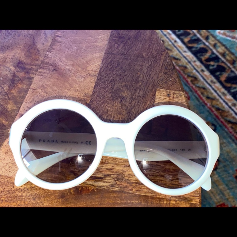Retro round white Prada sunglasses